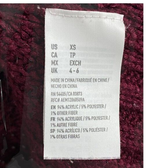 AMERICAN EAGLE Women's Burgundy Oversized Knit Wide Neck Jegging Sweater US XS - Picture 5 of 5